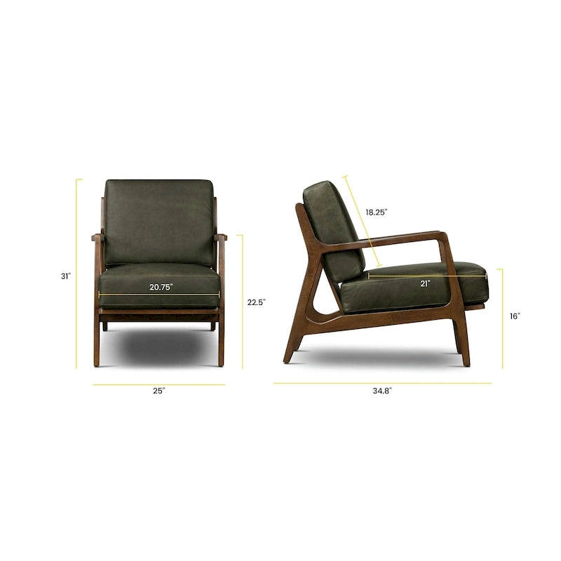 Fauteuil lounge en cuir pleine fleur italien véritable Poly & Bark Verity