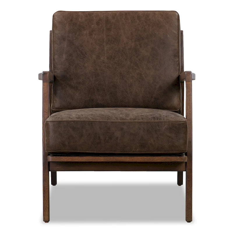Fauteuil lounge en cuir pleine fleur italien véritable Poly & Bark Verity