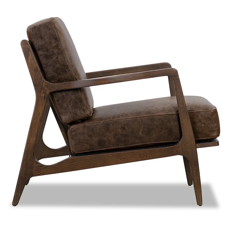 Fauteuil lounge en cuir pleine fleur italien véritable Poly & Bark Verity