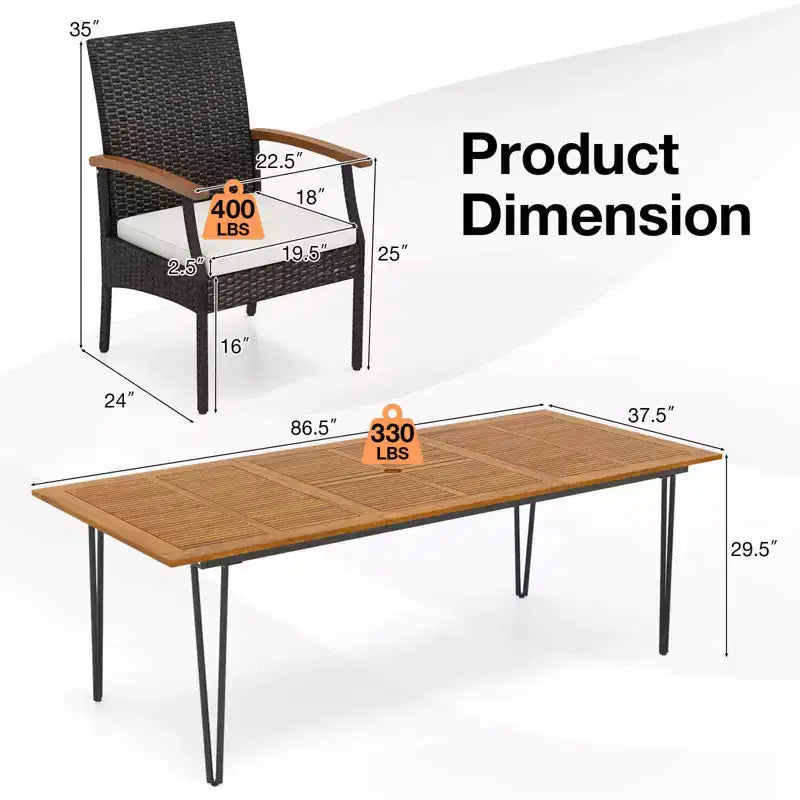 Ensemble de salle à manger d'extérieur Costway 9 pièces - 8 fauteuils et une table carrée en bois d'acacia