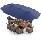 Costway Set da Pranzo da Esterno 11 Pezzi con Ombrellone a Doppio Lato da 4,5 m 8 Poltrone Blu/Beige/Arancio/Bordeaux