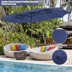 Costway Set da Pranzo da Esterno 11 Pezzi con Ombrellone a Doppio Lato da 4,5 m 8 Poltrone Blu/Beige/Arancio/Bordeaux