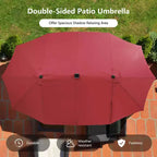 Costway Set da Pranzo da Esterno 11 Pezzi con Ombrellone a Doppio Lato da 4,5 m 8 Poltrone Blu/Beige/Arancio/Bordeaux