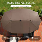 Costway Set da Pranzo da Esterno 11 Pezzi con Ombrellone a Doppio Lato da 4,5 m 8 Poltrone Blu/Beige/Arancio/Bordeaux