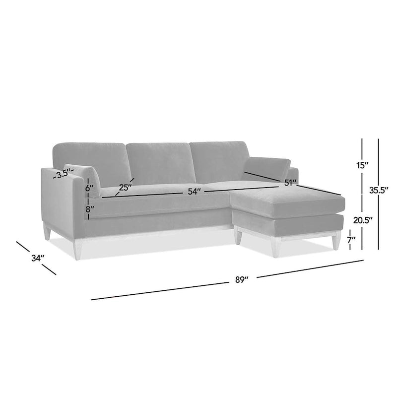 Divano Sezionale con Chaise Reversibile Knox 89 in Velluto Performance