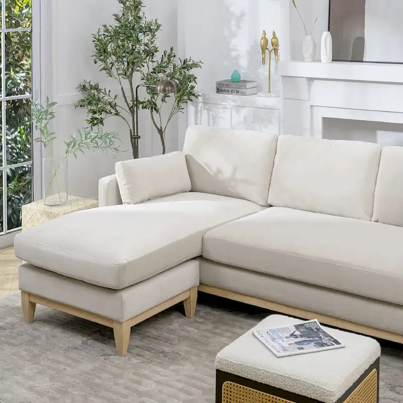 Divano Sezionale con Chaise Reversibile Knox 89 in Velluto Performance