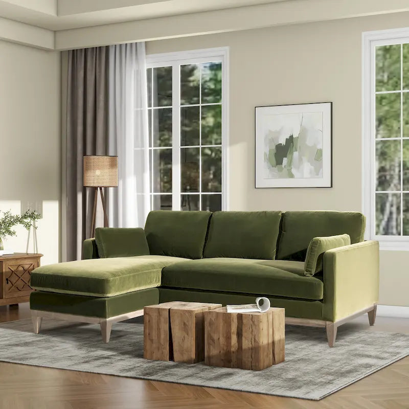 Divano Sezionale con Chaise Reversibile Knox 89 in Velluto Performance