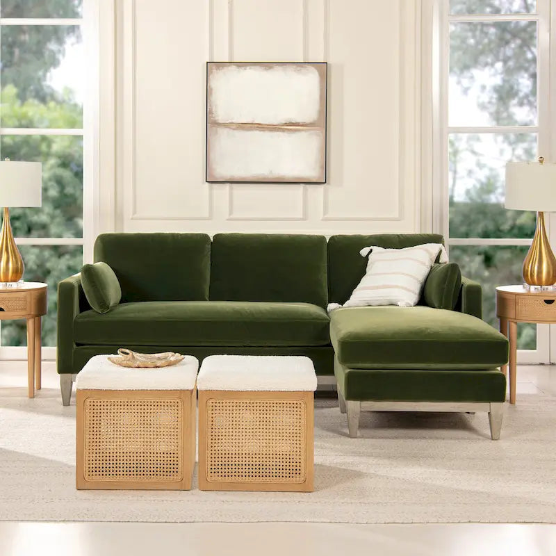 Divano Sezionale con Chaise Reversibile Knox 89 in Velluto Performance
