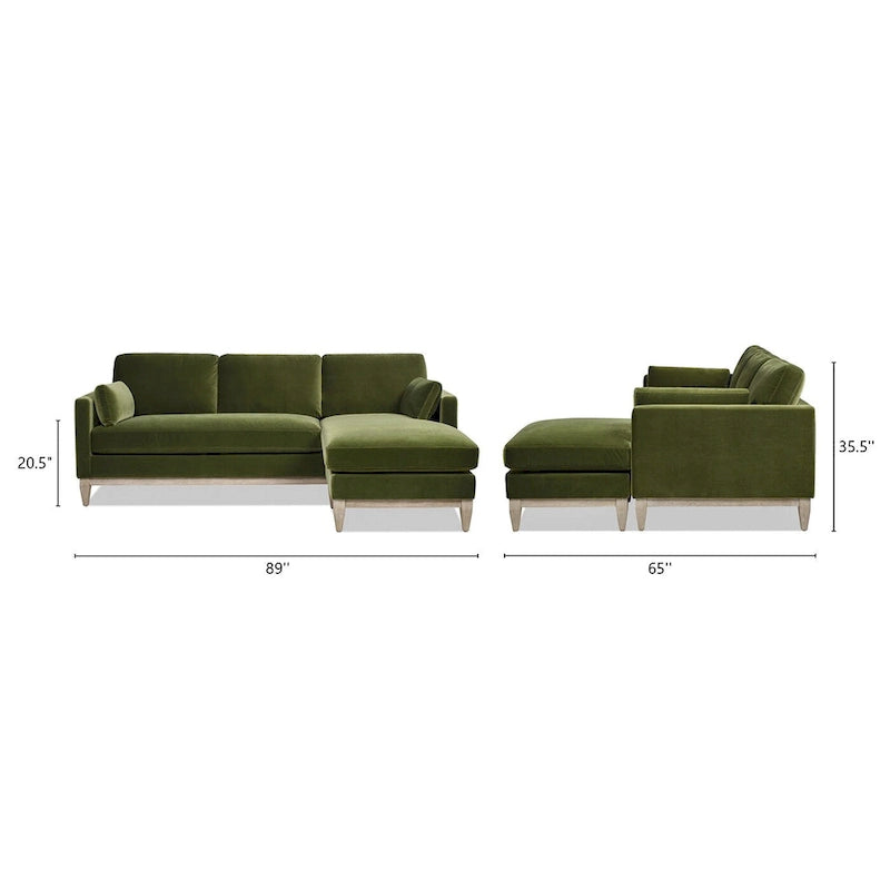 Divano Sezionale con Chaise Reversibile Knox 89 in Velluto Performance