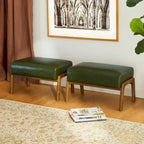 Glitzhome Lot de 2 Poufs d'Appoint Ottomans en Similicuir de Style Mid-Century