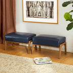 Glitzhome Lot de 2 Poufs d'Appoint Ottomans en Similicuir de Style Mid-Century