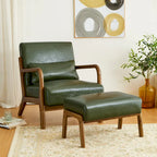 Glitzhome Lot de 2 Poufs d'Appoint Ottomans en Similicuir de Style Mid-Century
