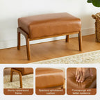 Glitzhome Lot de 2 Poufs d'Appoint Ottomans en Similicuir de Style Mid-Century
