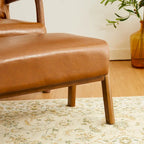 Glitzhome Lot de 2 Poufs d'Appoint Ottomans en Similicuir de Style Mid-Century