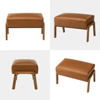 Glitzhome Lot de 2 Poufs d'Appoint Ottomans en Similicuir de Style Mid-Century