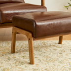 Glitzhome Lot de 2 Poufs d'Appoint Ottomans en Similicuir de Style Mid-Century
