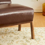 Glitzhome Lot de 2 Poufs d'Appoint Ottomans en Similicuir de Style Mid-Century