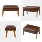 Glitzhome Lot de 2 Poufs d'Appoint Ottomans en Similicuir de Style Mid-Century
