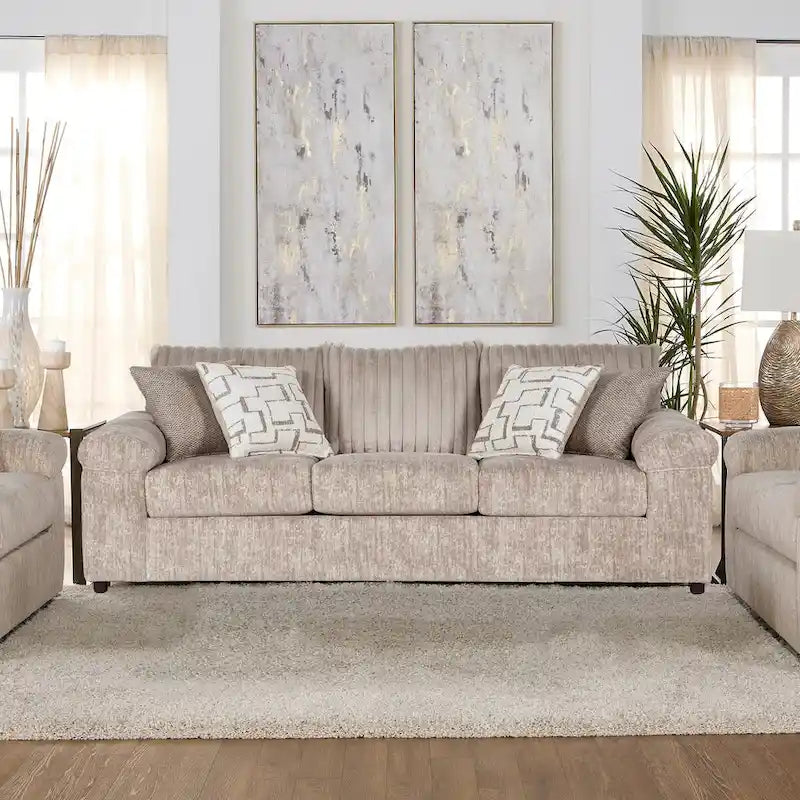 Set Divano e Divanetto in Velluto a Coste Larghe Nason di Roundhill Furniture
