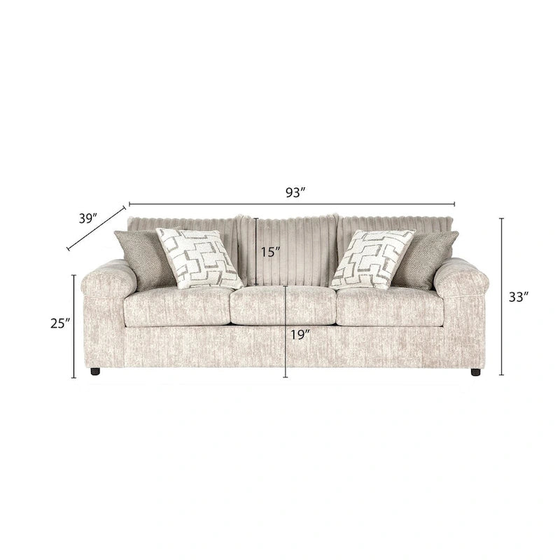 Set Divano e Divanetto in Velluto a Coste Larghe Nason di Roundhill Furniture