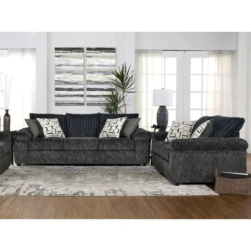 Set Divano e Divanetto in Velluto a Coste Larghe Nason di Roundhill Furniture