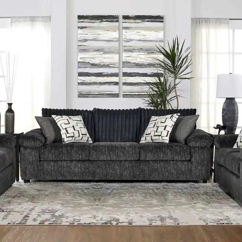 Set Divano e Divanetto in Velluto a Coste Larghe Nason di Roundhill Furniture
