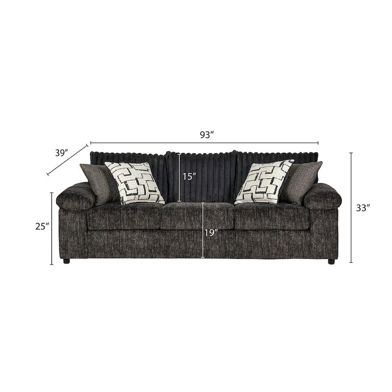 Set Divano e Divanetto in Velluto a Coste Larghe Nason di Roundhill Furniture