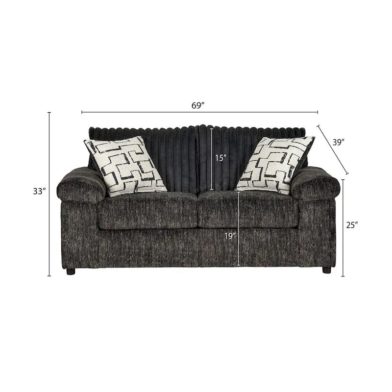 Set Divano e Divanetto in Velluto a Coste Larghe Nason di Roundhill Furniture