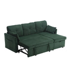 Canapé d'angle réversible en velours côtelé/chenille avec chaise longue de rangement et poche latérale
