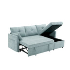 Canapé d'angle réversible en velours côtelé/chenille avec chaise longue de rangement et poche latérale