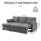 Divano Letto Estraibile con Chaise Longue Contenitore, Divano Letto Angolare a L