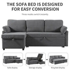 Divano Letto Estraibile con Chaise Longue Contenitore, Divano Letto Angolare a L