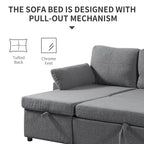 Divano Letto Estraibile con Chaise Longue Contenitore, Divano Letto Angolare a L