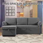 Divano Letto Estraibile con Chaise Longue Contenitore, Divano Letto Angolare a L