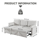 Divano Letto Estraibile con Chaise Longue Contenitore, Divano Letto Angolare a L