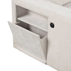 Canapé d'angle modulable rembourré avec rangement, ports USB et porte-gobelets sur les accoudoirs, adapté