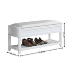 Banc de rangement à chaussures en bois avec coussin d'assise relevable
