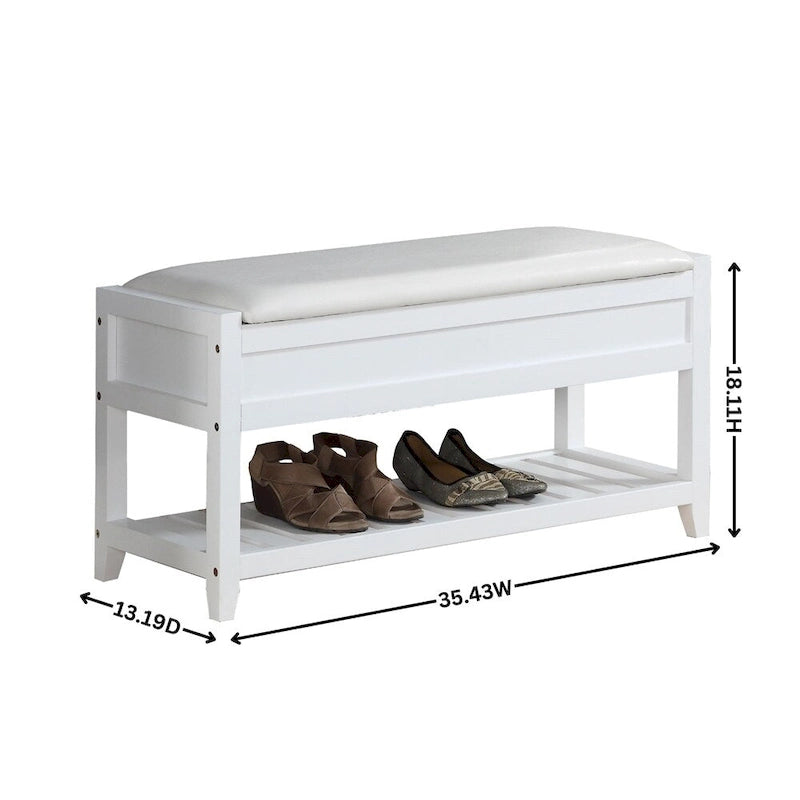 Banc de rangement à chaussures en bois avec coussin d'assise relevable