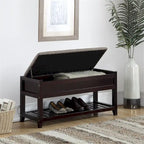 Banc de rangement à chaussures en bois avec coussin d'assise relevable