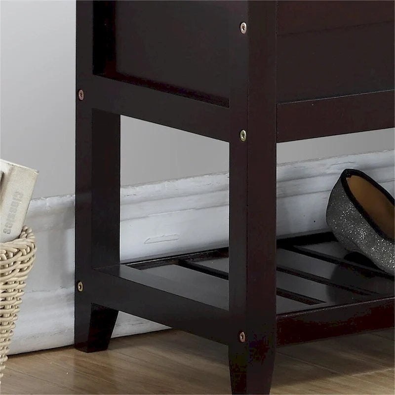 Banc de rangement à chaussures en bois avec coussin d'assise relevable