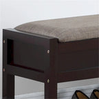 Banc de rangement à chaussures en bois avec coussin d'assise relevable
