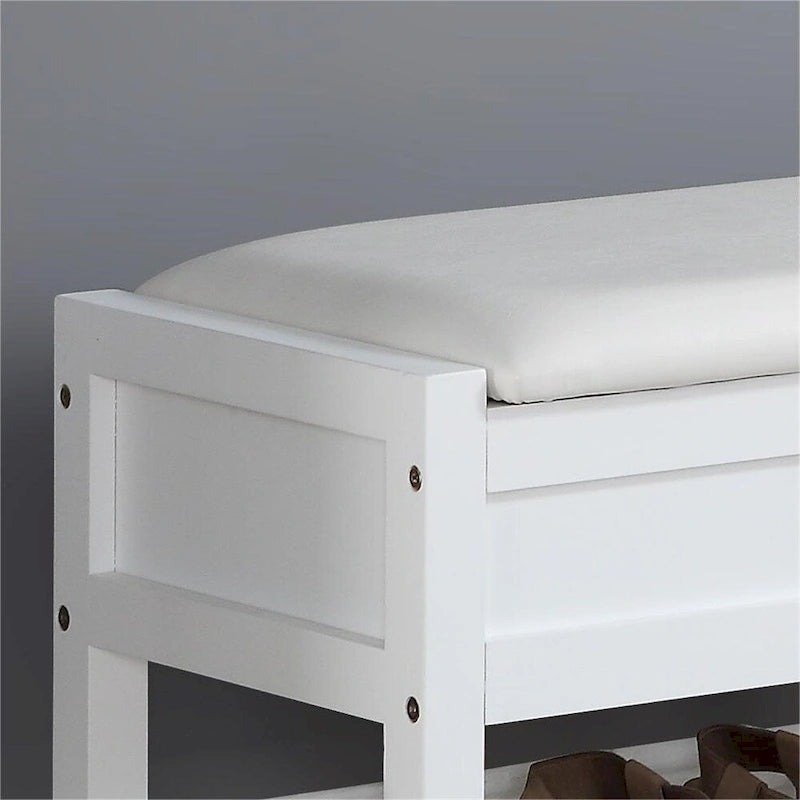 Banc de rangement à chaussures en bois avec coussin d'assise relevable