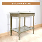 Tavolino in crema Copper Grove Reine con ripiano in rattan