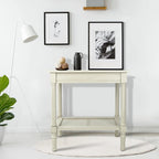 Tavolino in crema Copper Grove Reine con ripiano in rattan