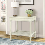 Tavolino in crema Copper Grove Reine con ripiano in rattan