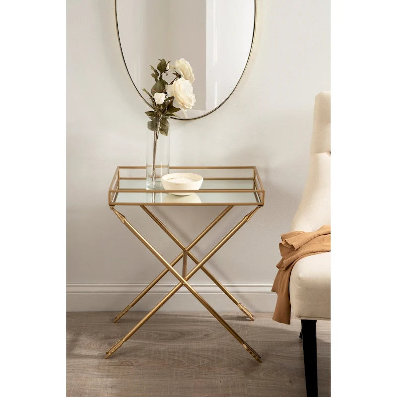 Table d'appoint en métal Flèche Jalabert Silver Orchid - 21x14x26