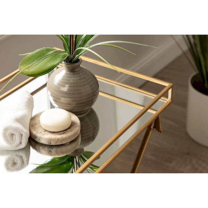 Table d'appoint en métal Flèche Jalabert Silver Orchid - 21x14x26