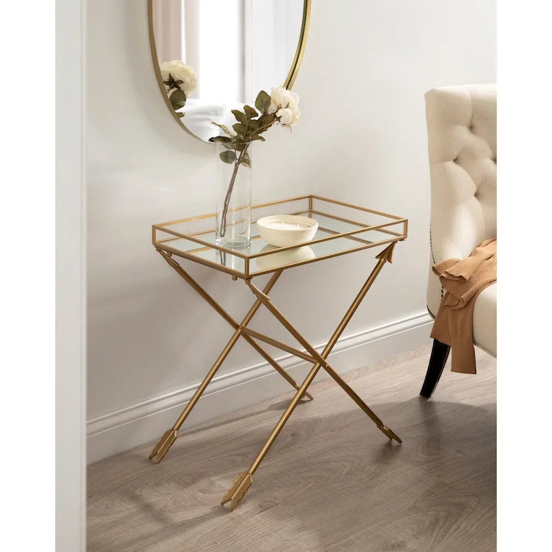 Table d'appoint en métal Flèche Jalabert Silver Orchid - 21x14x26