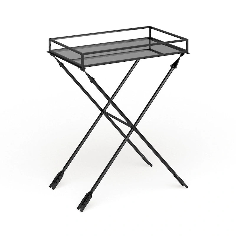 Table d'appoint en métal Flèche Jalabert Silver Orchid - 21x14x26