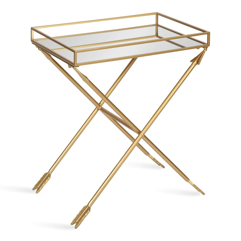 Table d'appoint en métal Flèche Jalabert Silver Orchid - 21x14x26